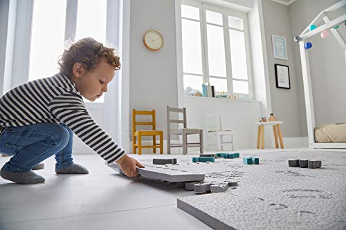 LuBabymats - Alfombra puzzle infantil para bebés de Foam (EVA), suelo extra acolchado para niños, color gris