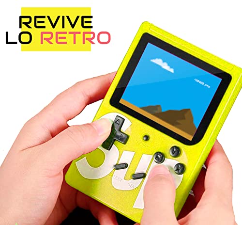 LucaHome - Consola portatil Retro Sup con 150 Juegos | Consola portatil con Juegos Arcade con Pantalla LCD 2,8" | Consola Retro portatil con bateria de Litio, Consola portatil Amarilla