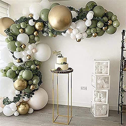 lúcar Balloon Arches Látex Guirnalda Globos Kit de Arco 152pcs Oro Blanco Aguacate Globos Tropicales Verde 152pcs (Color : 84pcs)