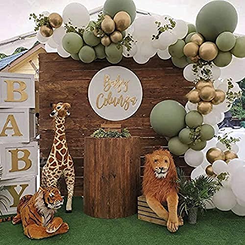 lúcar Balloon Arches Látex Guirnalda Globos Kit de Arco 152pcs Oro Blanco Aguacate Globos Tropicales Verde 152pcs (Color : 84pcs)