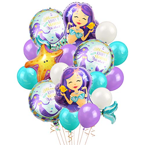 LUCK COLLECTION Globos de Sirena Fuentes de Fiesta de cumpleaños Mermaid Mylar Globos para Sirena bajo el mar Fiesta de cumpleaños Baby Shower Decoraciones