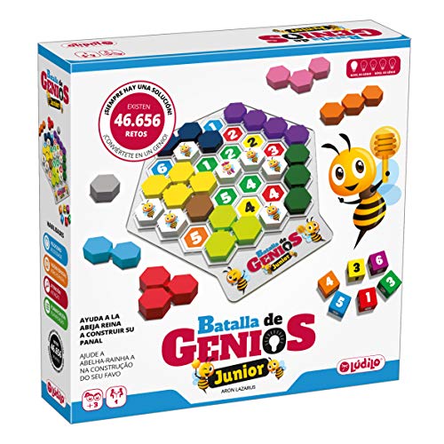 Lúdilo Batalla de genios Jr, Juegos de Mesa, Juego Educativo, Puzzles para niños con Piezas de Madera, Juegos de Tablero, Potencia la lógica y Velocidad, Rompecabezas Multicolor