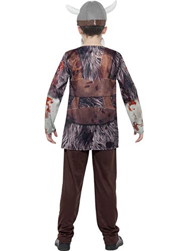 Lujo Piratas – Disfraz infantil Zombie Vikingo con 3d Impresión por Sublimación Camiseta Pantalón Casco y barba, Horror Vikings, perfecto para Halloween Carnaval y, 104 – 152, – , color marrón