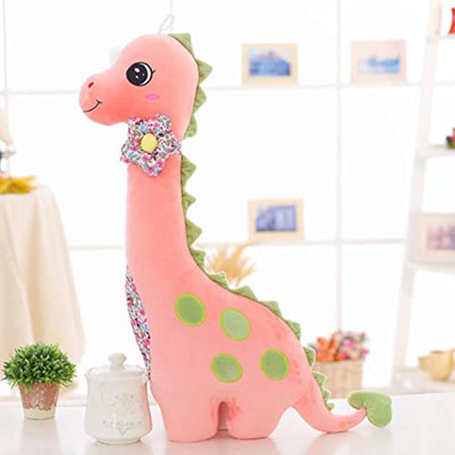 Lulihhhh 80cm Cute Dibujos Animados Dinosaurio de Cuello Largo Adorable Flor Dinosaurio de Peluche de Juguete muñeca niñas niños Regalo de cumpleaños creativo-80cm, Rosa