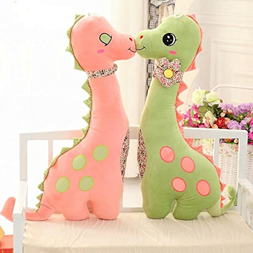 Lulihhhh 80cm Cute Dibujos Animados Dinosaurio de Cuello Largo Adorable Flor Dinosaurio de Peluche de Juguete muñeca niñas niños Regalo de cumpleaños creativo-80cm, Rosa