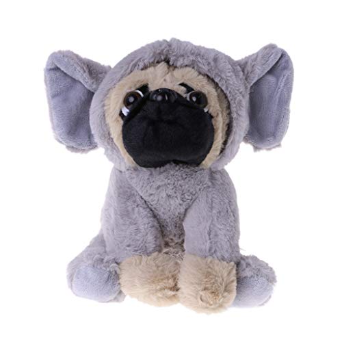 LuohuiFang Juguetes de peluche grandes de 10 pulgadas Pug Dog en 6 disfraces de peluche suave juguete niña niños regalo - elefante