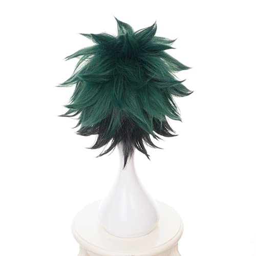 Lwiuentx My Hero Academia Cosplay Midoriya Izuku Peluca corta verde+ gorro de peluca gratis