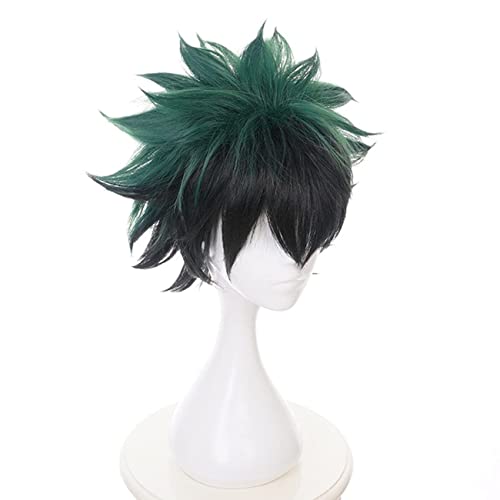 Lwiuentx My Hero Academia Cosplay Midoriya Izuku Peluca corta verde+ gorro de peluca gratis