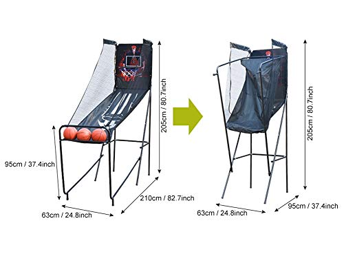 LXLA Juego de Baloncesto Aros de Tiro Portátil de Baloncesto - Juego de Arcade de Baloncesto Plegable con Anotador Electrónico, 3 Bolas y Bomba - para Habitación, Club, Sótano y Jardín