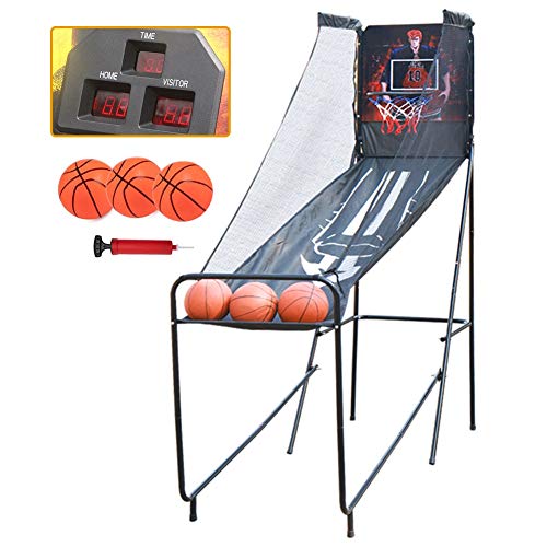 LXLA Juego de Baloncesto Aros de Tiro Portátil de Baloncesto - Juego de Arcade de Baloncesto Plegable con Anotador Electrónico, 3 Bolas y Bomba - para Habitación, Club, Sótano y Jardín