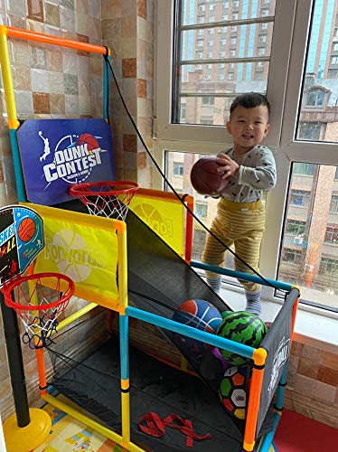 LXLA Juego de Baloncesto Aros de Tiroteo Juego de Baloncesto Portátil con Pelota, Red y Bomba de Aire Niños/Niños Pequeños, para El Hogar/Club/Guardería