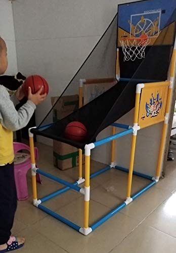 LXLA Juego de Baloncesto Aro/Soporte de Baloncesto para Niños, Juego de Tiro de Baloncesto Interior con Red y 5 Pelotas y Marcador Electrónico, para Interior/Dormitorio/Club/Guardería