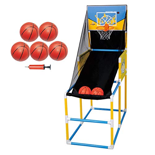 LXLA Juego de Baloncesto Aro/Soporte de Baloncesto para Niños, Juego de Tiro de Baloncesto Interior con Red y 5 Pelotas y Marcador Electrónico, para Interior/Dormitorio/Club/Guardería