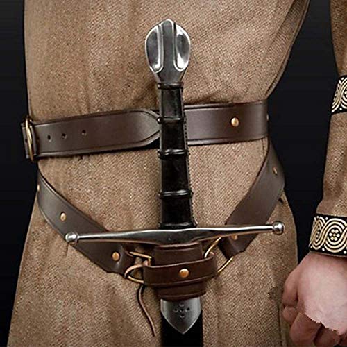 LYY Cinturón De Cuero para Espada para Adultos, Cinturón De Espada Medieval con Hebilla, Funda para Cinturón, Accesorios De Guerrero, Funda para La Cintura, Funda para Rana,Marrón