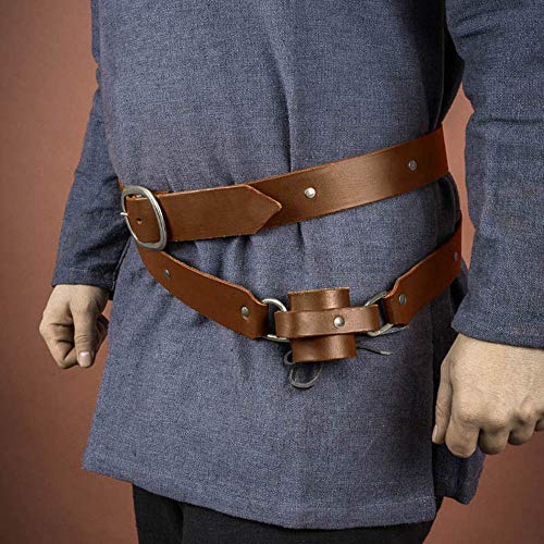 LYY Cinturón De Cuero para Espada para Adultos, Cinturón De Espada Medieval con Hebilla, Funda para Cinturón, Accesorios De Guerrero, Funda para La Cintura, Funda para Rana,Marrón