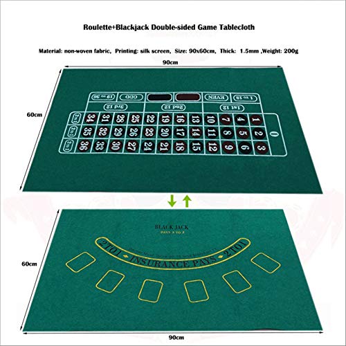 LZhappy Tapete de Mesa de póquer Poker de Mesa portátil de Doble paño de Mesa de Juego de la Ruleta y la Tela no Tejida de la Estera del Juego de Blackjack (Color : 60x120cm)