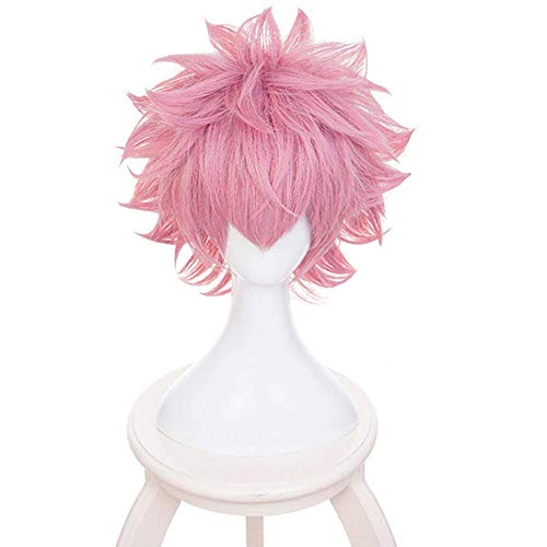 LZT Short Light Pink Mina Ashido peluca Anime Cosplay peluca para mi h¡§?roe Academia Mina Ashido peluca sint¡§?tica con gorro peluca gratis