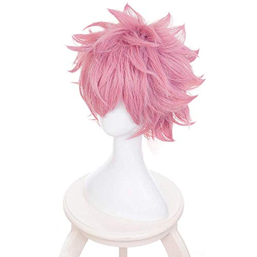 LZT Short Light Pink Mina Ashido peluca Anime Cosplay peluca para mi h¡§?roe Academia Mina Ashido peluca sint¡§?tica con gorro peluca gratis