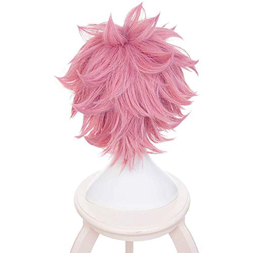 LZT Short Light Pink Mina Ashido peluca Anime Cosplay peluca para mi h¡§?roe Academia Mina Ashido peluca sint¡§?tica con gorro peluca gratis