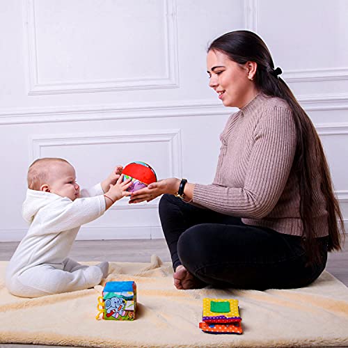 MACIK Regalo Bebe Peluche Bebe - Libro Bebe + Pelota Bebe + Cubos apilables - Regalos Bebes Recien Nacidos Originales - Sonajero Bebe - Peluches Bebes Recien Nacidos - Cuentos Infantiles 1 años