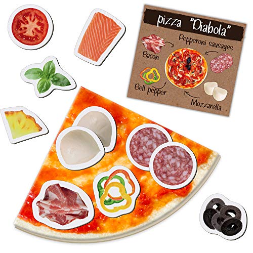 Magdum Pizza de Madera de Juguete 48 Nevera Juguete Grande - Pizza Juguete - Comida Juguete - Juguetes de Cocina para niños - Cocinitas de Madera - Cocina niños - Cocina Juguete Madera - Pizza Toy