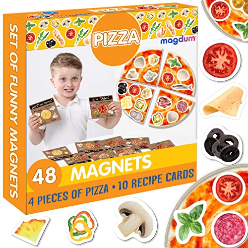 Magdum Pizza de Madera de Juguete 48 Nevera Juguete Grande - Pizza Juguete - Comida Juguete - Juguetes de Cocina para niños - Cocinitas de Madera - Cocina niños - Cocina Juguete Madera - Pizza Toy