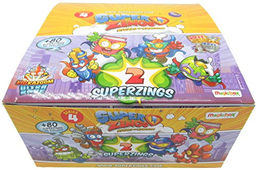 Magic Box SUPERZINGS Caja Completa 30 Sobres 2 Personajes Cada uno (2 héroe o 2 Enemigo) 60 Personajes Total Originales Rivals of Kaboom Serie 4