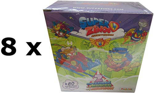 Magicbox - SZ5DNP0001 - Super Zings Caja completa 8 Caja doble - 16 personajes 8 Skyracer 8 Aerowagon original Rivals of Kaboom Serie 5 - Multicolor - 3 cm