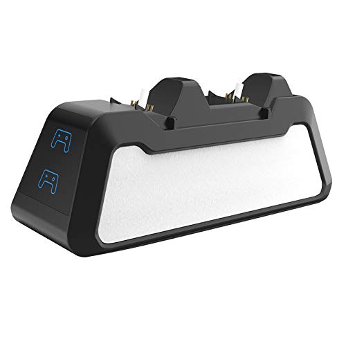 MagiDeal Mango de Juego de Carga rápida Tipo C USB de Carga rápida Controlador Dual estación de Carga Dock con indicador LED para Sony Playstation5 PS5 - Blanco y Negro