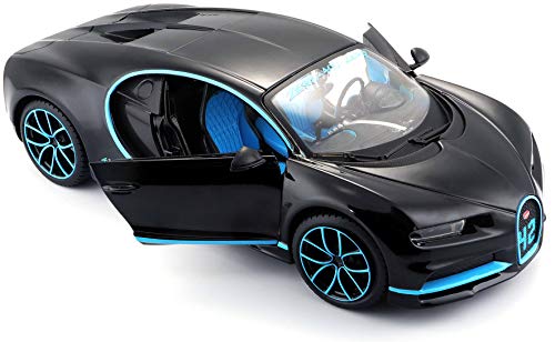 Maisto Bugatti Chiron: Modelo Fiel a Escala 1:24, Puertas móviles, 19 cm, Gris (531514BK)