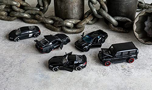 Majorette-212053174 Majorette- Set 5 Coches Black Edition, Hechos en metal Funcdido a presión, 7,5cn, Partes que se Pueden Abrir, Para Niños a Partir de 3 Años, Color (212053174)