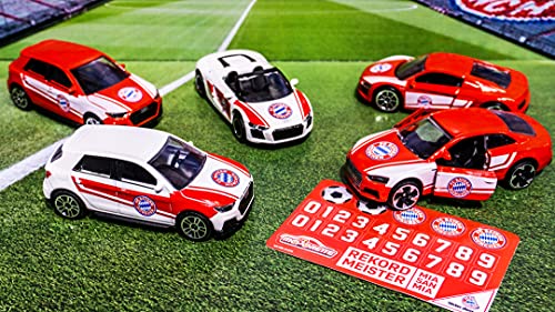 Majorette FC Bayern Múnich - Juego de 5 Coches de Juguete de Metal con Hoja de Pegatinas, artículo Oficial para niños a Partir de 3 años