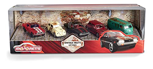 Majorette - Set de 5 coches de metal estilo Vintage Rusty, ruedas giro libre, piezas móviles (Majorette 2052012)