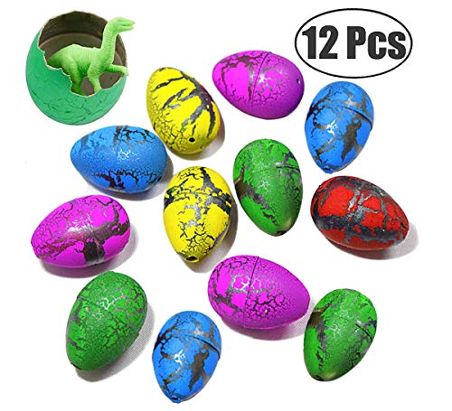 MAKFORT 12 huevos de Pascua de colores mágicos de dinosaurio, agua, incubación, crecimiento de dinosaurios, juguete de Pascua, regalo para niños y niñas