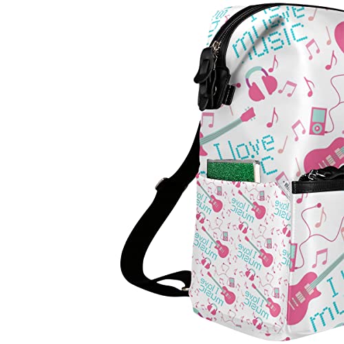 MALPLENA Guitarra eléctrica amor música patrón escuela bolsa Daypack lindo senderismo mochila