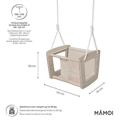 MAMOI - Balancín para bebé de Madera Lavada, diseño Interior, hasta 30 kg Eco Certificado CE. (Columpio Beige)