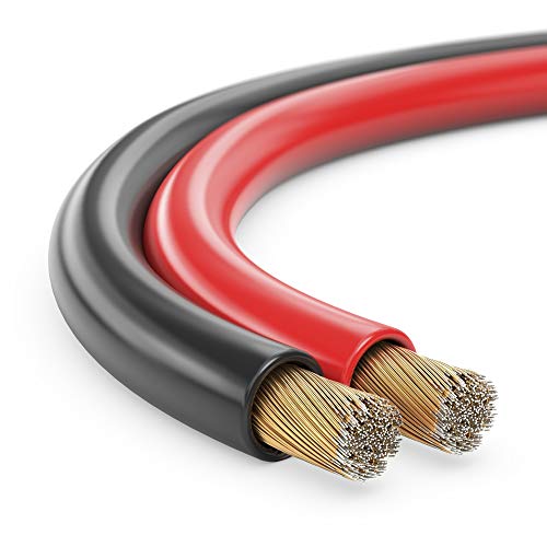 Manax – Cable de altavoz (2 x 0,75 mm²), CCA, Rojo/Negro, Rollo de 25 m