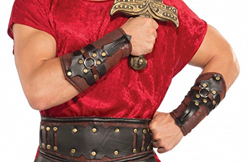 Mangas marrones de imitación de piel para disfraz de legionario romano Gladiador LARP