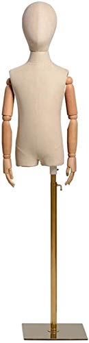 Maniqui La Forma del Vestido niños maniquí muñeca maniquí pinnable Torso Cuerpo con Base Ajustable de Plata de Oro for la Tienda de Ropa de visualización Realista (Color : Beige, Size : A-L)