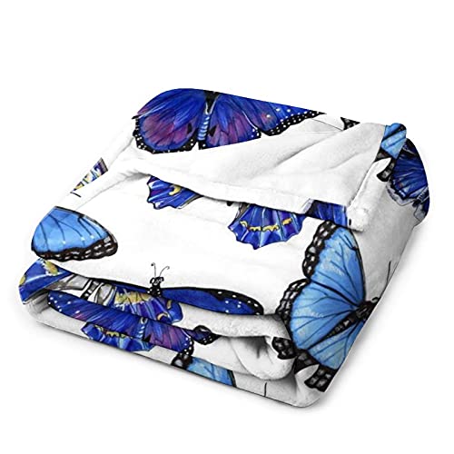 Manta Bebe Mariposa Azul Manta De Franela Suave Y Confortable para Dormir Cuna/Cochecito/Cesta De Moisés/Viaje 100×130cm