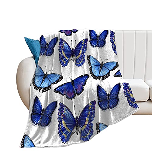 Manta Bebe Mariposa Azul Manta De Franela Suave Y Confortable para Dormir Cuna/Cochecito/Cesta De Moisés/Viaje 100×130cm