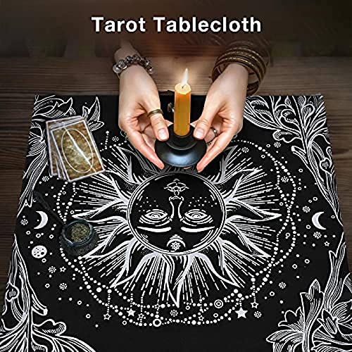 Mantel de tarot, 50 x 50 cm, mantel de altar de doble capa flocado de Dios, tapete de mesa de tarot de curación espiritual, suministros de brujería para entusiastas del tarot, formación del dios d