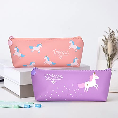 Maomaoyu Unicornio Papeleria Estuche Escolar Regalo para Niña 5 6 7 8 9 Años, Unicornio Cuaderno Bonitos Pegatina Kawaii Regalo de Cumpleaños,Morado