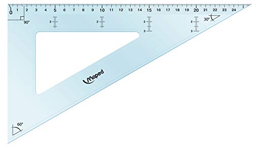 Maped- Juego Broche, 4 Unidades: 2 Reglas, una escuadra y un cartabón, Color Variado (897112)