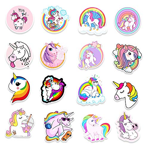 MARSFORCE Pegatinas de unicornio impermeables de vinilo para portátiles, botellas de agua, monopatín, equipaje, coche, moto, bicicleta, guitarra, PS4, maleta, snowboard, iPhone y iPad [50 pcs]