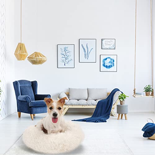 MARSPOWER Cama para Perros Cómoda Colcha para Abrazos de donas Cama Redonda para Mascotas Cama súper Suave Lavable para Perros y Gatos Accesorios para Mascotas - Blanco 60cm