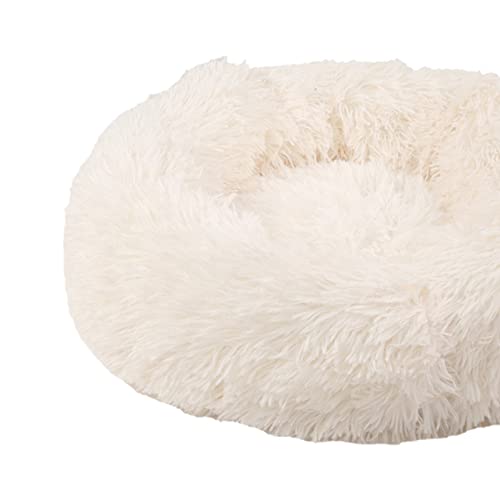 MARSPOWER Cama para Perros Cómoda Colcha para Abrazos de donas Cama Redonda para Mascotas Cama súper Suave Lavable para Perros y Gatos Accesorios para Mascotas - Blanco 60cm