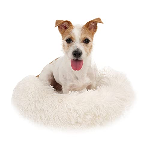 MARSPOWER Cama para Perros Cómoda Colcha para Abrazos de donas Cama Redonda para Mascotas Cama súper Suave Lavable para Perros y Gatos Accesorios para Mascotas - Blanco 60cm