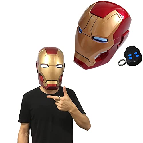 Marvel Avengers Iron Man Electrónico Casco Máscara con Control Remoto y Sensor de Inducción Electromagnética de Anillo,Halloween Superhéroe ABS Máscaras Luminosos Cascos＜60Cm,MK42