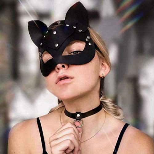 Máscara de Cosplay para La Fiesta de Halloween Baile de Pelota Mujer Niña Dama Sexy Media Cara Gato Gatito Máscara de Cuero Carnaval de Halloween Mascarada Maquillaje Favores de